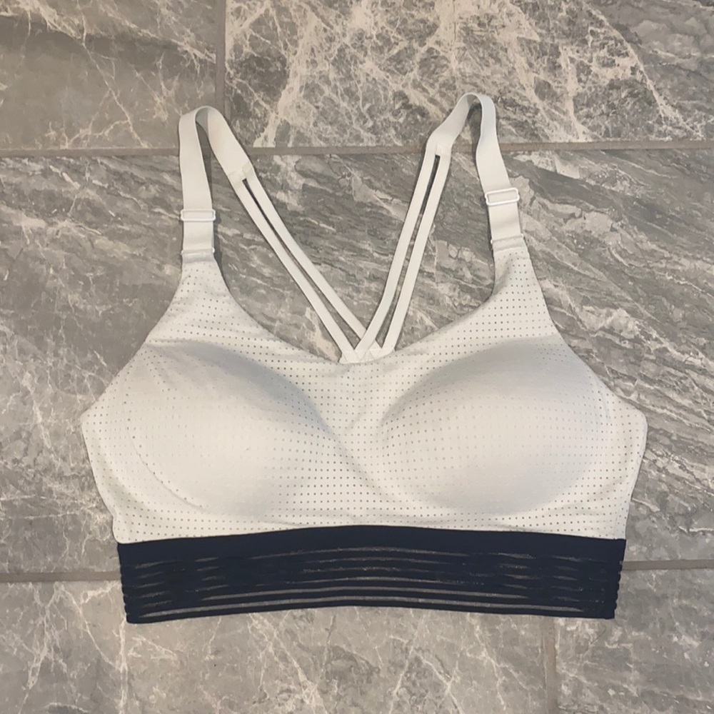 Victoria Secret’s white mesh sports bra.